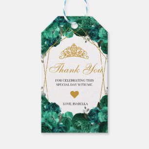 Étiquettes-cadeau Émerald Green Floral Merci Tags cadeaux