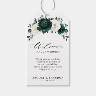 Étiquettes-cadeau Emerald Greenery Eucalyptus Mariage blanc Bienvenu
