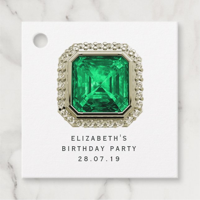 Étiquettes Cadeau Emerald May Birthstone (Devant)