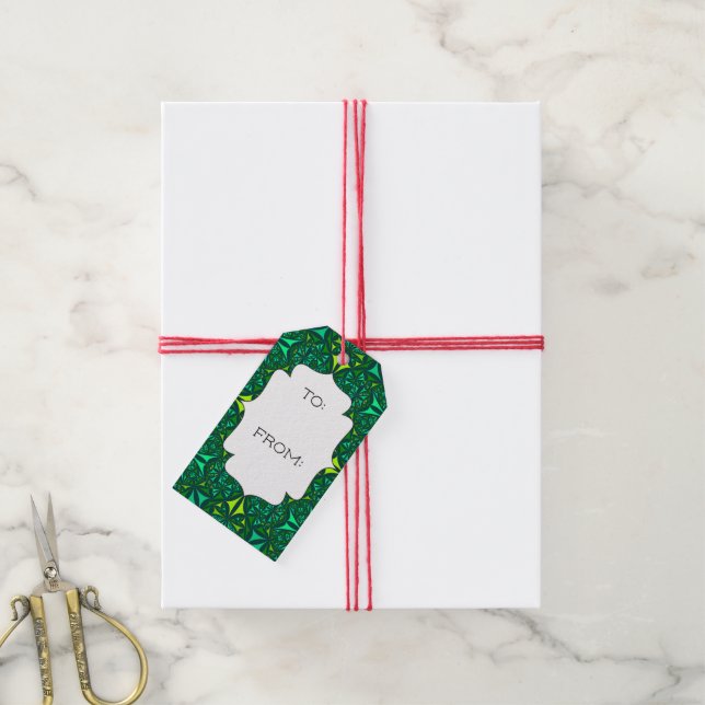 Étiquettes-cadeau Émeraude Green Boho Motif (Avec de la ficelle)