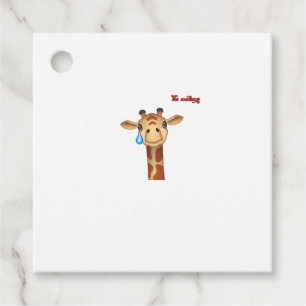 Étiquettes Cadeau emoji triste visage de girafe en larmes