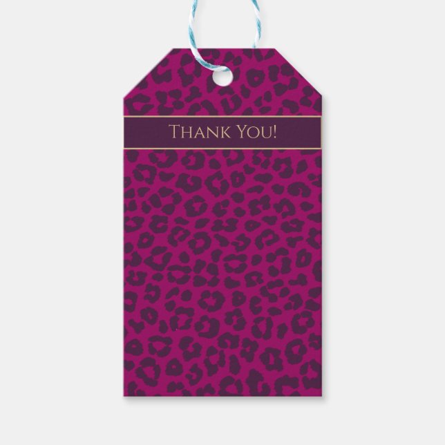 Étiquettes-cadeau Empreinte de léopard-Magenta (Devant)
