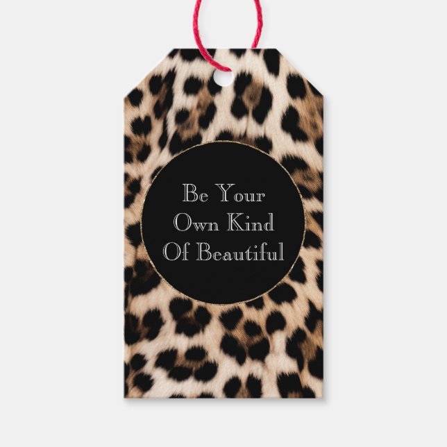 Étiquettes-cadeau Empreinte de léopard noir Brown crémeux (Devant)