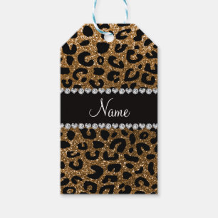 Étiquettes-cadeau Empreinte de léopard nommé fait sur commande de