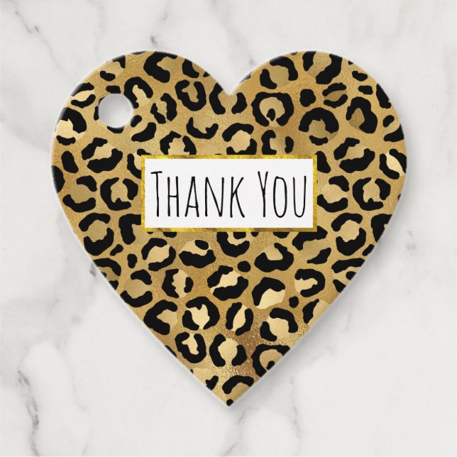 Étiquettes Cadeau Empreinte de léopard sauvage et exotique Merci Mot (Devant)