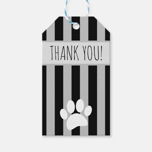 Étiquettes-cadeau Empreinte de patte Chien Texte Personnalisé Noir E (Devant)