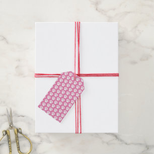 Étiquettes-cadeau Empreinte de patte de Chien Chien Motif rose blanc