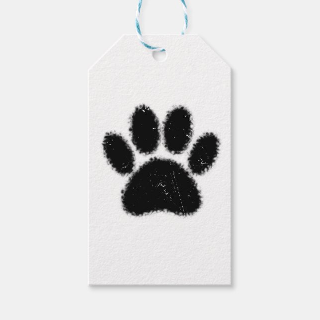 Étiquettes-cadeau Empreinte de patte De Chien Rough Et Distressed (Devant)