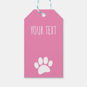 Étiquettes-cadeau Empreinte de patte de chien texte personnalisé ros