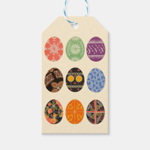 Étiquettes-cadeau empreinte d'oeufs pysanky
