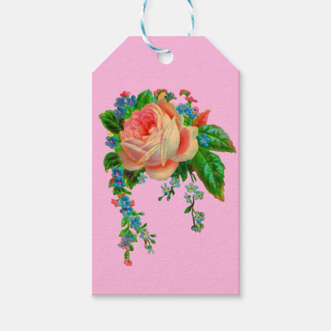 Étiquettes-cadeau Empreinte florale victorienne (Devant)