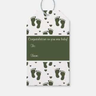Étiquettes-cadeau Empreintes Chasseur Green Baby