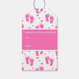 Étiquettes-cadeau Empreintes de bébé roses
