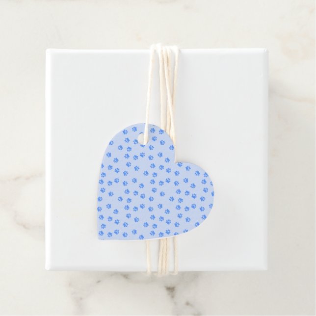 Étiquettes Cadeau Empreintes de patte bleues (En situation)