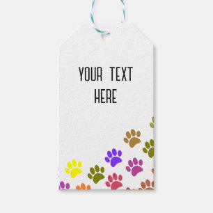 Étiquettes-cadeau Empreintes de pattes De Chiot Colorés Avec Texte P