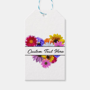 Étiquettes-cadeau En fleurs - Fleurs en forme de cœur