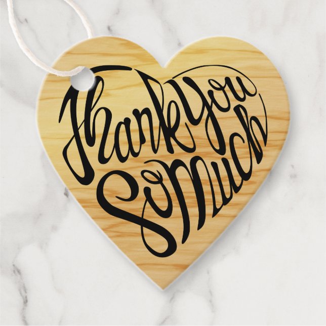 Étiquettes Cadeau En forme de coeur, merci beaucoup en 4 langues (Devant)