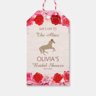 Étiquettes-cadeau En route vers l'autel Roses rouges Baby shower pou