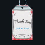 Étiquettes-cadeau En vichy rouge & Mason bleu Jar Rustic Country Fav<br><div class="desc">Customisez cependant.Objets correspondants disponibles.</div>