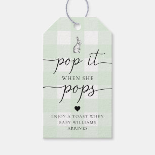 Étiquettes-cadeau En vichy Vert Lapin Lapin Pop It When She Pops