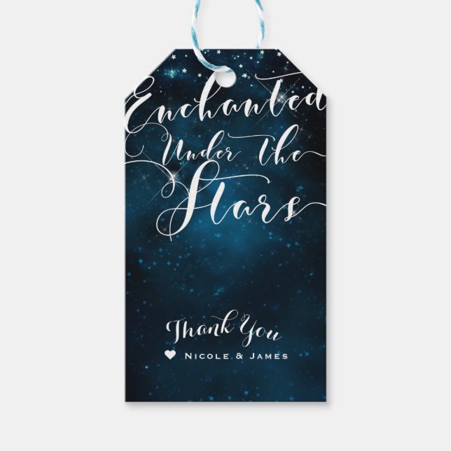Étiquettes-cadeau ENCHANTÉ SOUS LES ÉTOILES Mariage bleu étoilé (Devant)