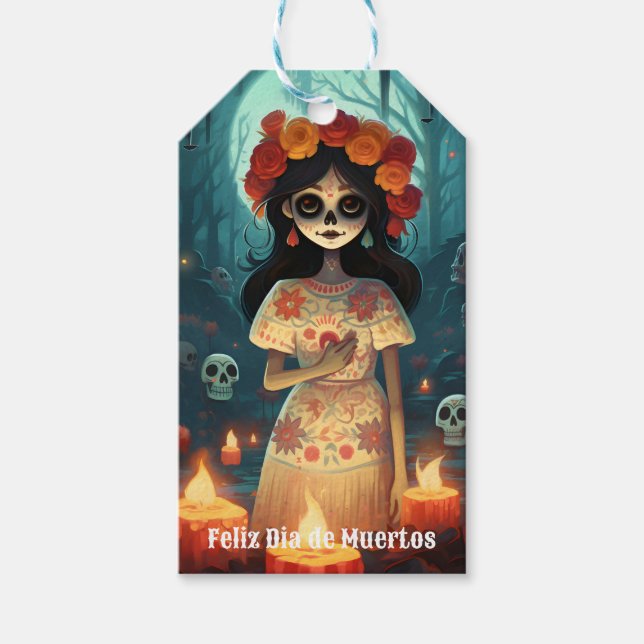 Étiquettes-cadeau 🌹 Enchanter Catrina Die de Muertos 🌹 (Devant)