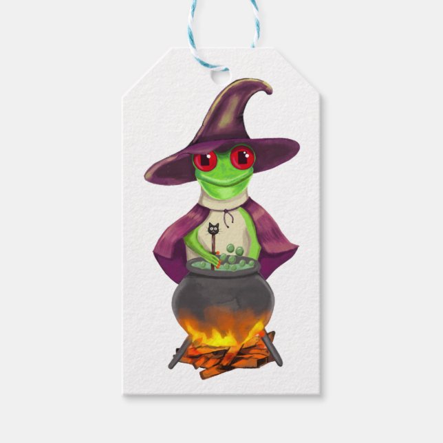 Étiquettes-cadeau Enchanter Frog Brew Halloween Éffrayant (Devant)