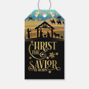 Étiquettes-cadeau "Enfant Jésus de la Nativité de Noël dans la crèch