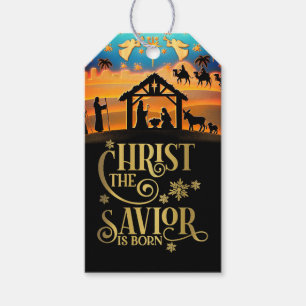 Étiquettes-cadeau "Enfant Jésus de la Nativité de Noël dans la crèch