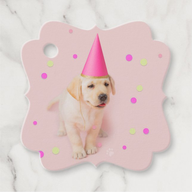 Étiquettes Cadeau Enfant rose chiot du Little Paws Yellow Lab (Devant)