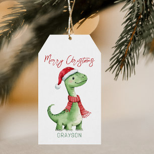 Étiquettes-cadeau Enfants Dinosaure personnalisé Noël