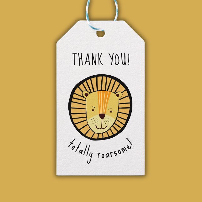 Étiquettes-cadeau Enfants Lion Totalement Roarsome Jungle Merci (Lion Kids birthday party thank you gift tag - totally roarsome)