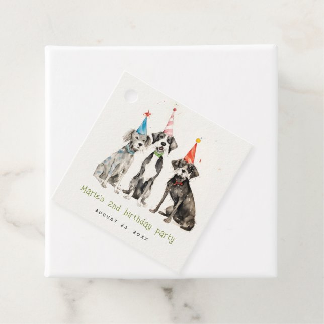 Étiquettes Cadeau Enfants mignons Aquarelle Chien mou Fête d'anniver (En situation)