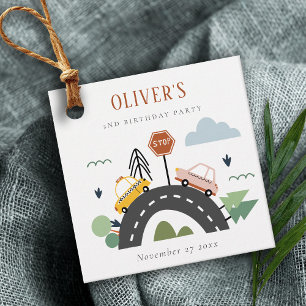 Étiquettes Cadeau Enfants mignons Véhicule Urbain Voiture Route N'im