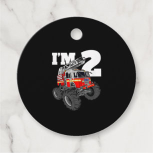 Étiquettes Cadeau Enfants Monster Fire Truck 2e anniversaire garçon 