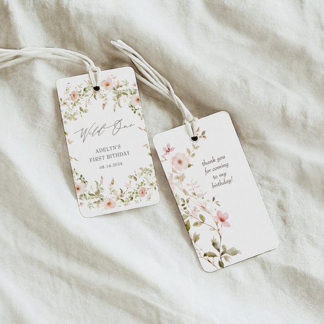 Étiquettes-cadeau Enfants Roses sauvages premier anniversaire (Créateur téléchargé)