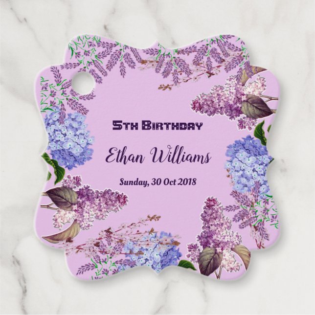 Étiquettes Cadeau Enfants Soft Blue Pastel Lilac Hydrangea Anniversa (Devant)