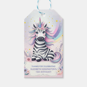 Étiquettes-cadeau Enfants Zebra Unicorn Rainbow Birthday Party