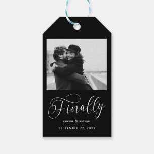 Étiquettes-cadeau Enfin photo minimaliste Mariage Enregistrer la dat