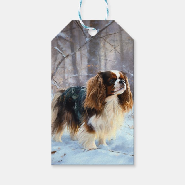 Étiquettes-cadeau English Toy Spaniel Laisser Neige Noël (Devant)