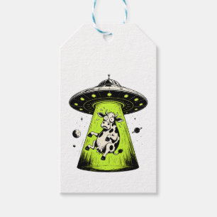 Étiquettes-cadeau Enlèvement de vache extraterrestre Weirdcore Surré