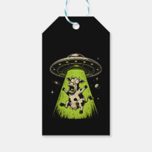 Étiquettes-cadeau Enlèvement de vache extraterrestre Weirdcore Surré