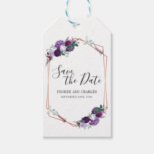 Étiquettes-cadeau Enregistrer La Date Florale Violet
