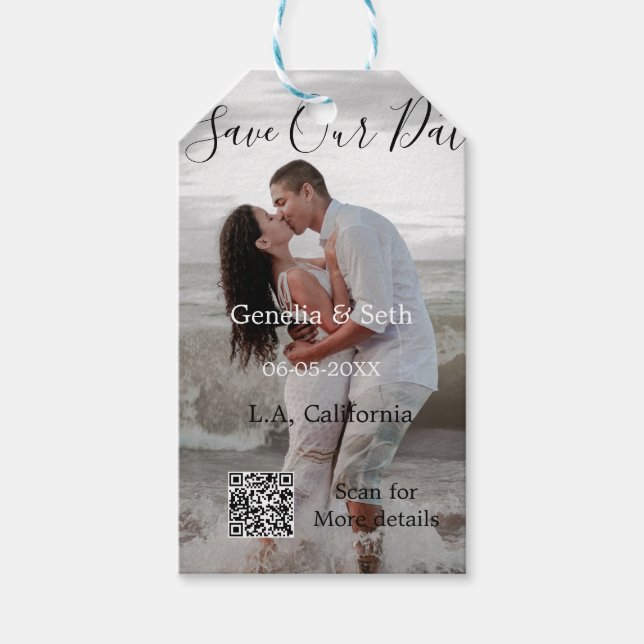 Étiquettes-cadeau Enregistrez la date code QR simple minimal détails (Devant)