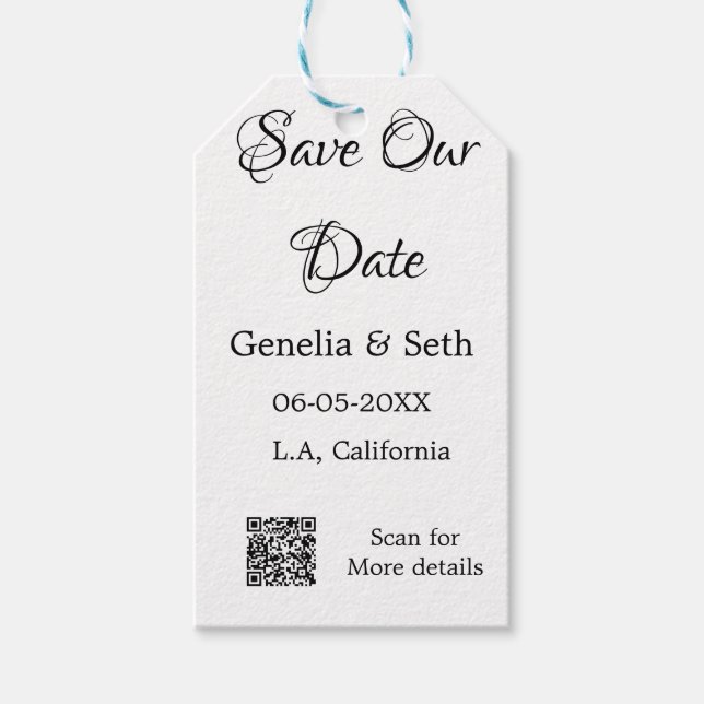 Étiquettes-cadeau Enregistrez la date code QR simple minimal détails (Devant)