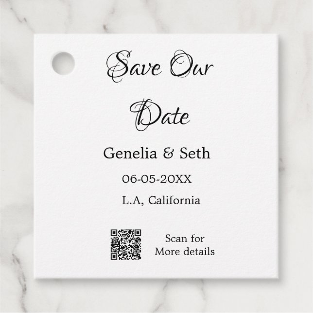 Étiquettes Cadeau Enregistrez la date code QR simple minimal détails (Devant)