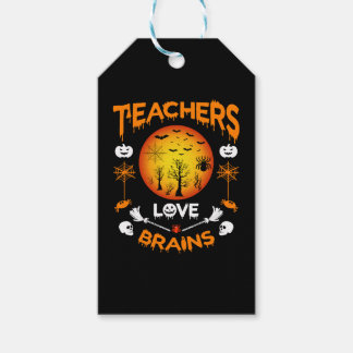 Étiquettes-cadeau Enseignants Aiment Cerveaux Drôle Halloween T-shir