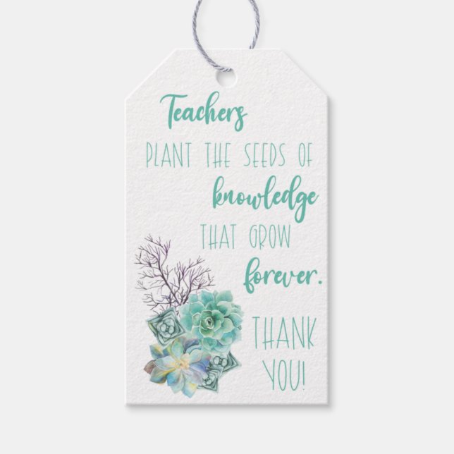Étiquettes-cadeau Enseignants Plante les graines de la connaissance  (Devant)