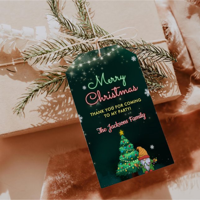 Étiquettes-cadeau Enseigne au néon drôle de Noël Fête  (Créateur téléchargé)