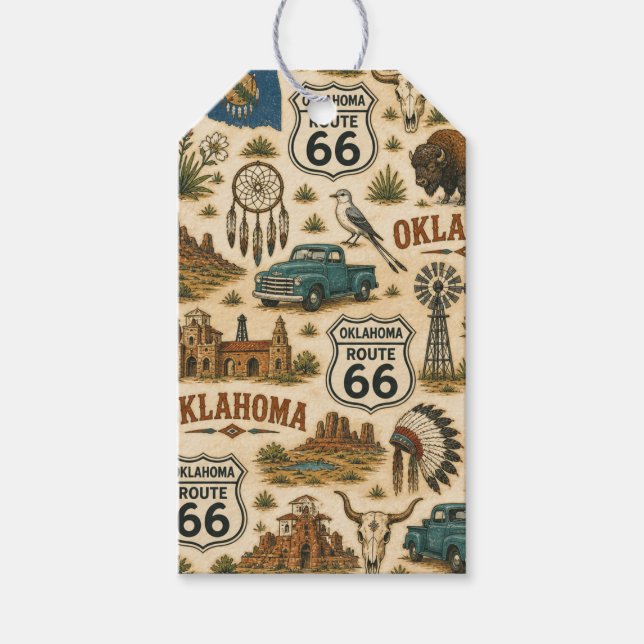 Étiquettes-cadeau Ensemble cadeau Oklahoma Route 66 (Devant)